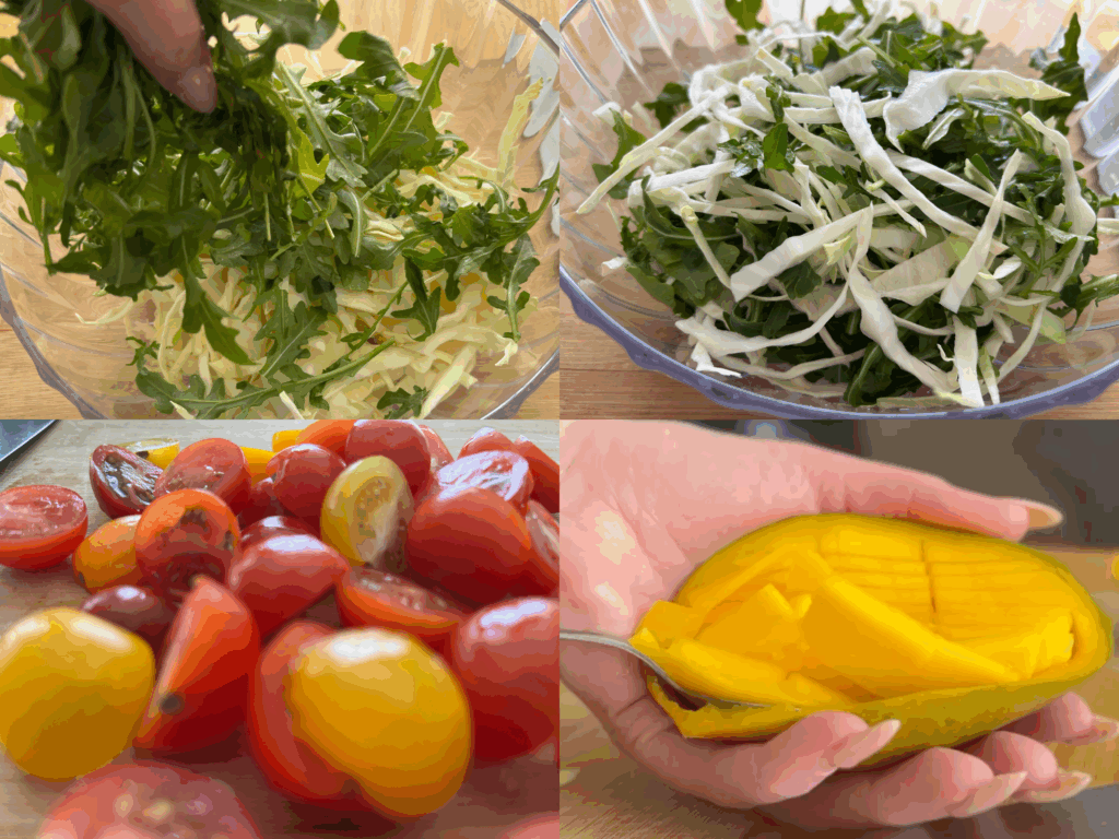 Mango tomato cabbage rocket healthy recipe