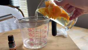 Straining extracted orange
