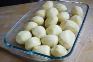 Peeled Potatoes for Easy Cheesy Bake