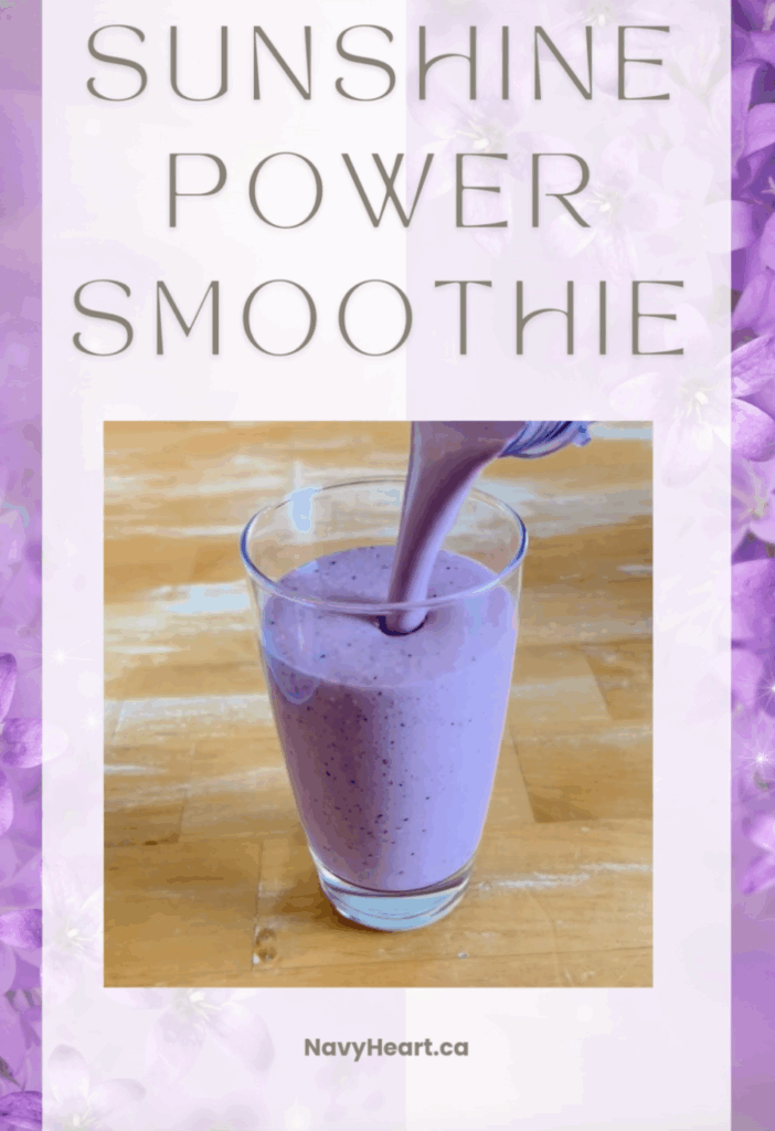 Purple smoothie being poured into a glass