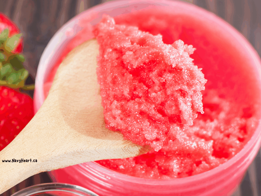 Close up of strawberry sugar scrub